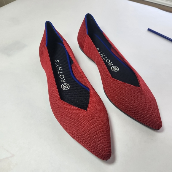 Rothy's | Shoes | Rothys Red Flats With Pointed Toe And Sleek Design ...
